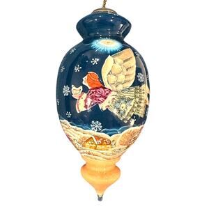 Exquisite Hand-Painted Ne'Qwa Art Christmas Dove Glass Ornament with COA